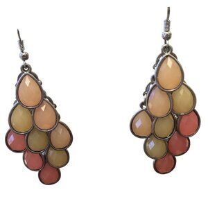 Multicolor Cascading Wired Pierced Earrings Spring Colors Bohemian Retro Dangle